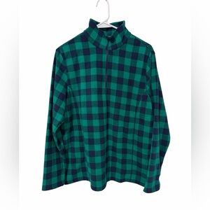 Lands’ End green and blue in a Vintage pullover.